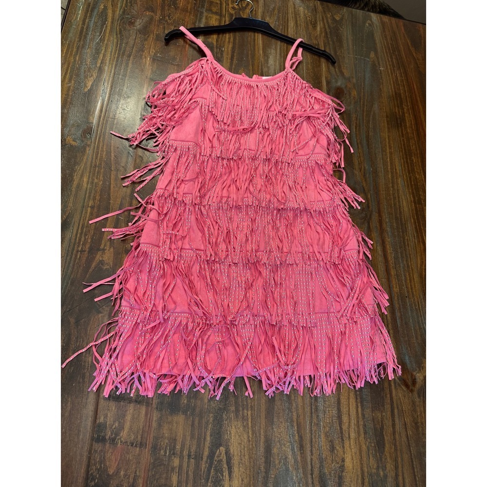 Pink Lily Fringe Dress Embellished Sleeveless Party Cocktail Club Mini Dress